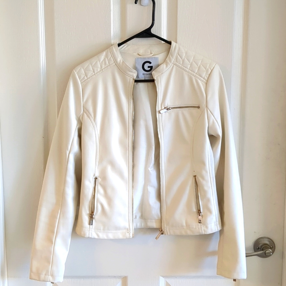 White vegan leather jacket